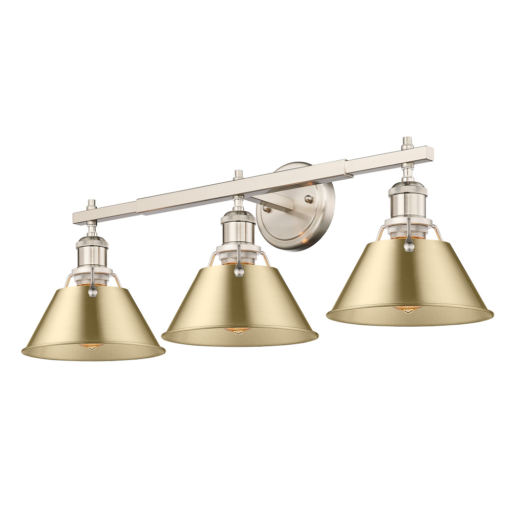 Yep by Golden Lighting Orwell 3-light Vanity in Pewter and Brushed Champagne Brass shade
